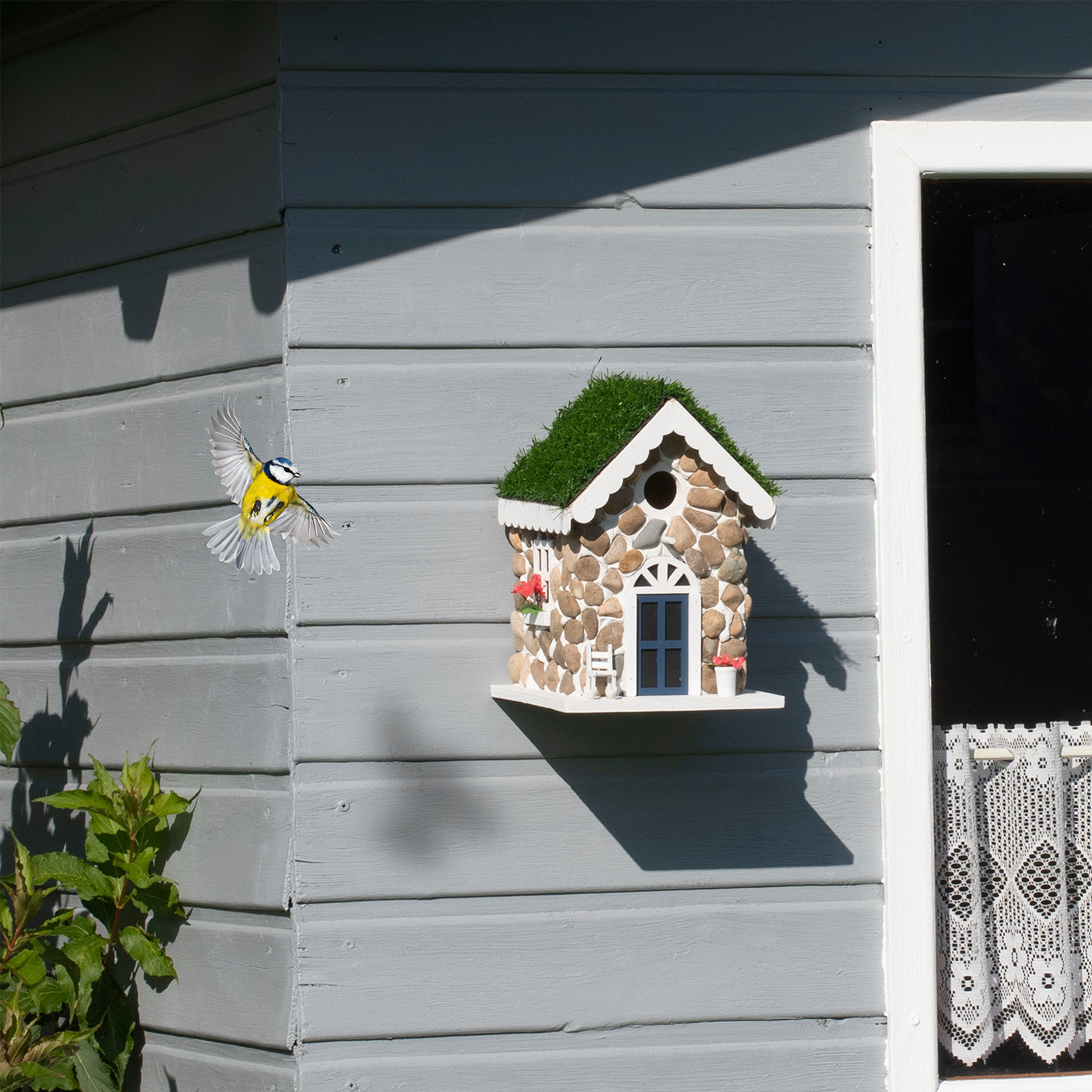 Bird Nesting Box Stone Cottage  | decorative birdhouse