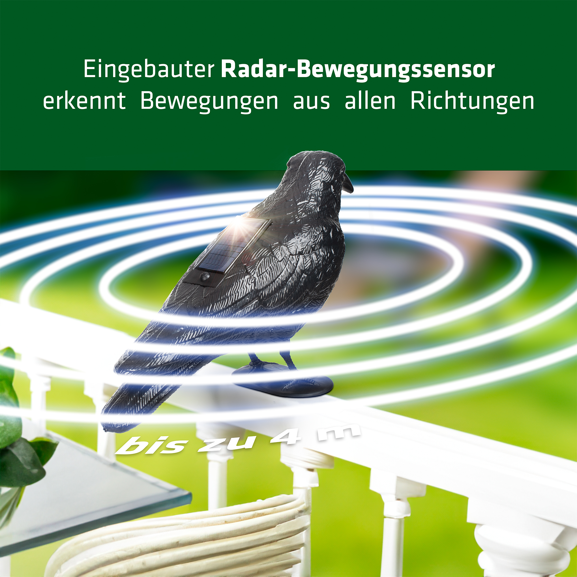 Solar Pigeon-Repeller Crow | with realistic sounds | radar motion sensor