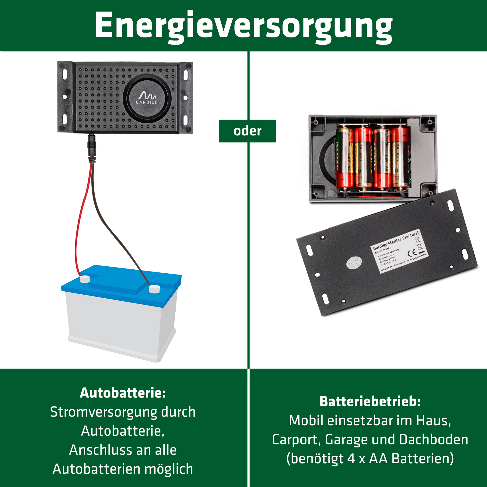 GARDIGO Anti-Marten Duo | sonic marten repellent