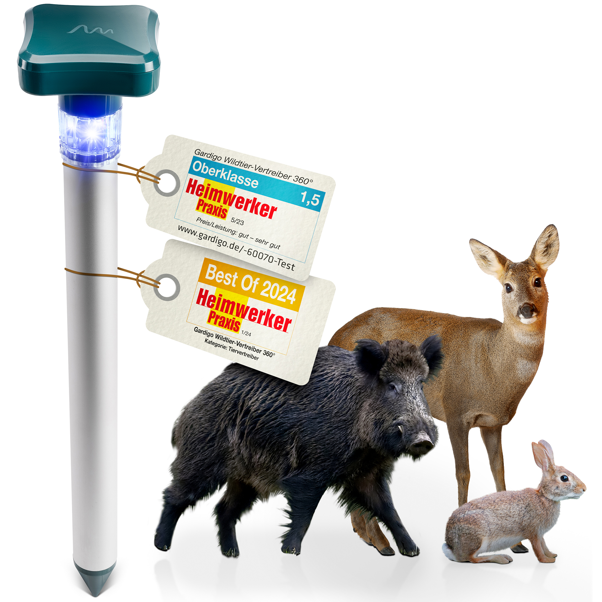 Deer & Wildlife Repeller 360° | visual deterrent with blue light