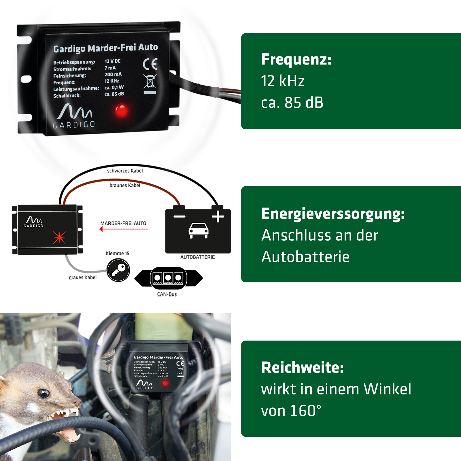 GARDIGO sonic marten repellent for cars