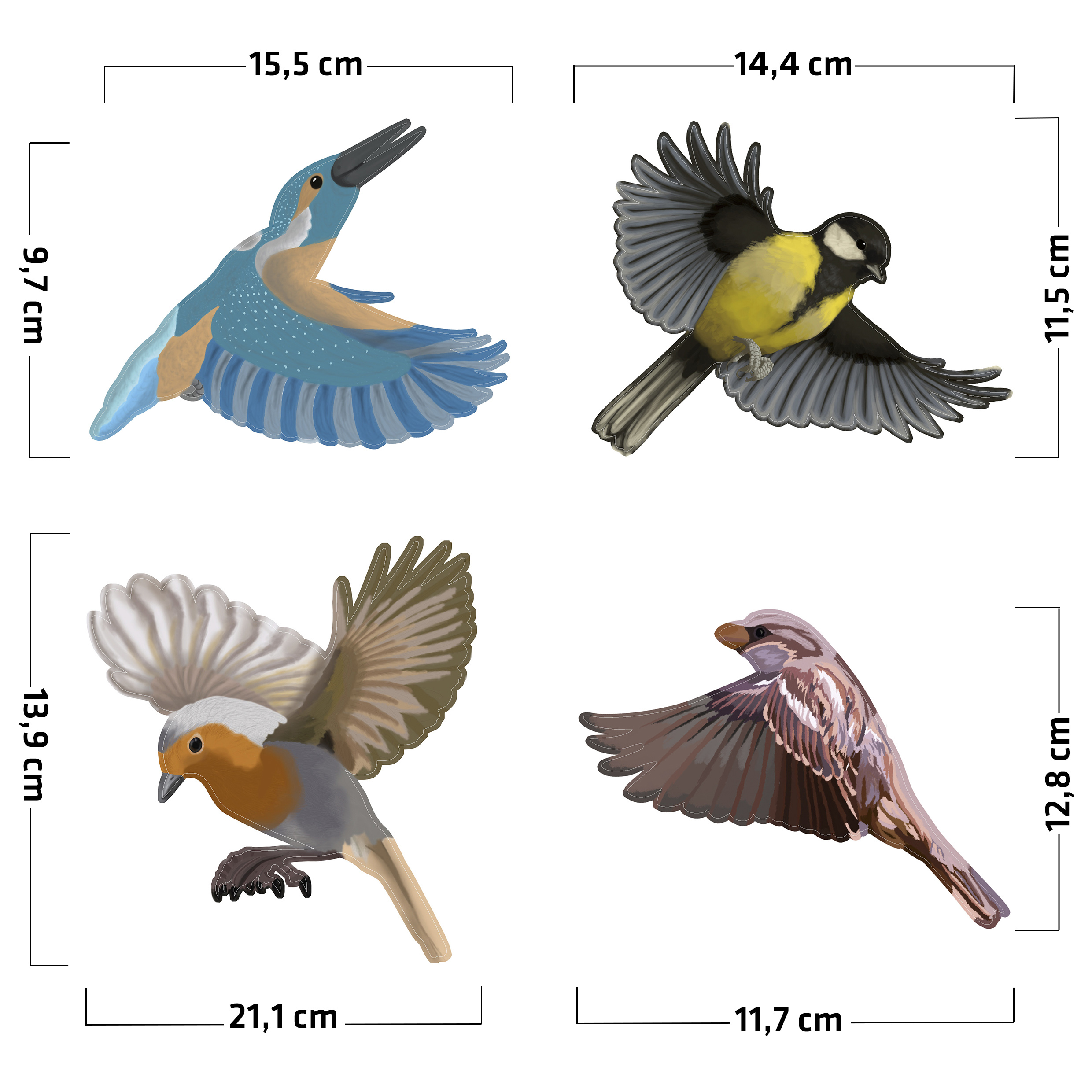 Anti Collision Bird Stickers | Set of 5 | Native Birds