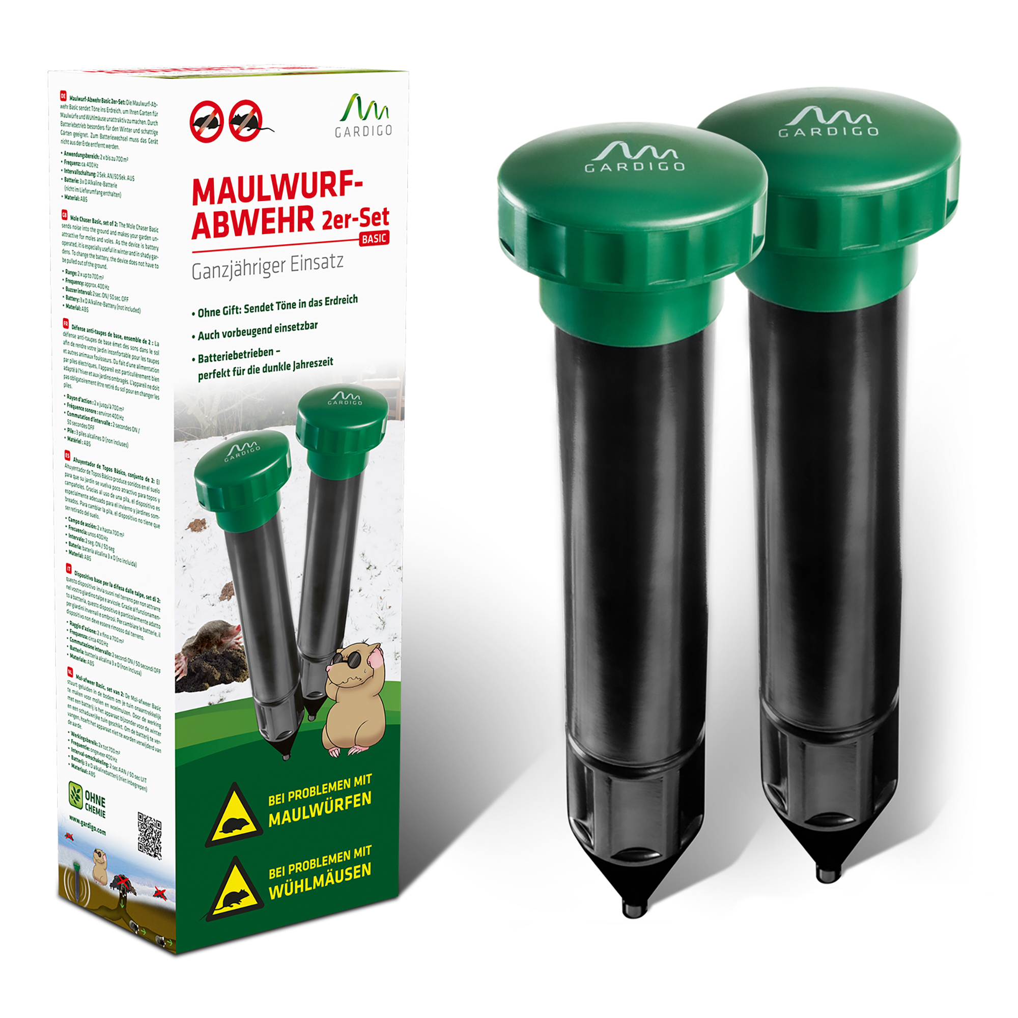 Sonic mole repellent, set of 2