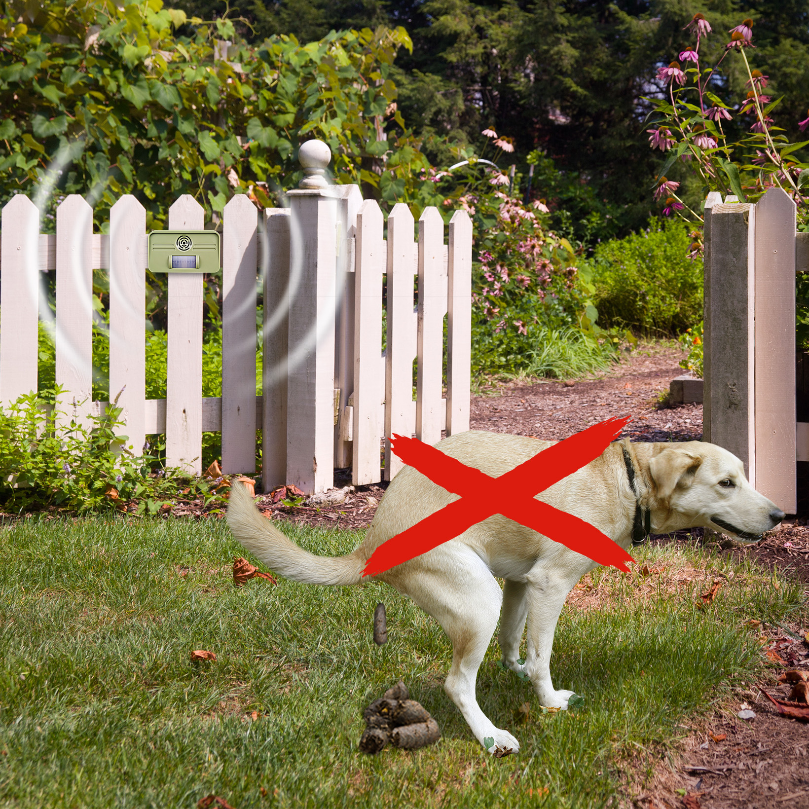 Strange dogs will avoid your frontyard and leave their dog poop somewhere else. 